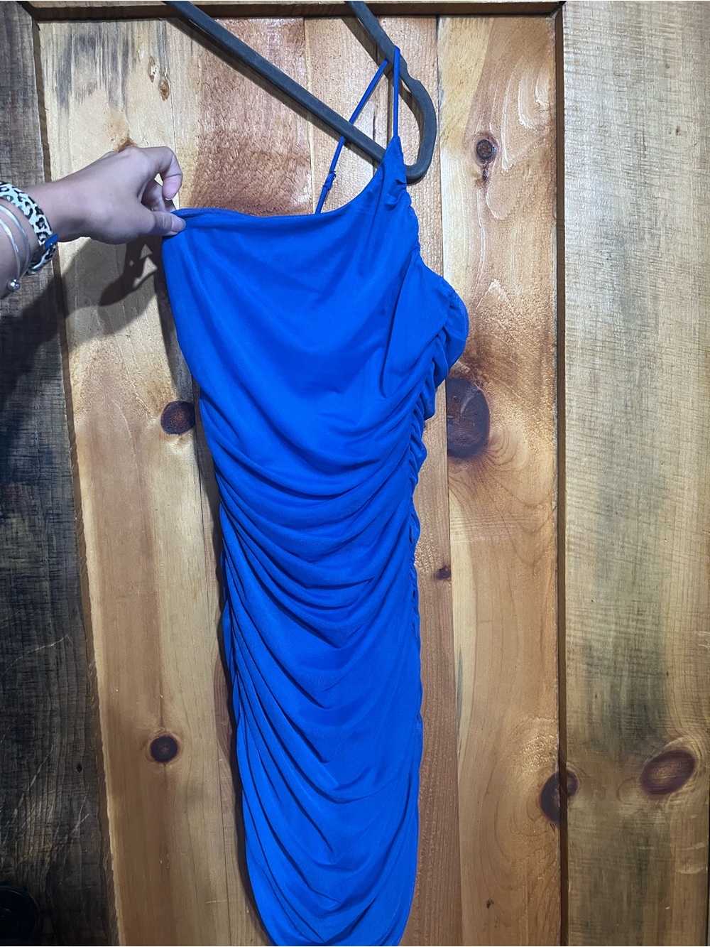 Lucy in the Sky Cobalt One-Shoulder Ruched Dress